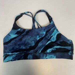Lululemon Sports Bra Womens 10 Energy (Nulux) Flux 50g Multi Black Teal Gym